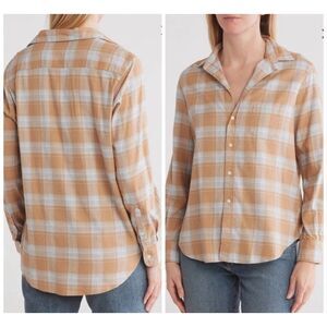 Frank & Eileen Relaxed Cotton Button Up Shirt Plaid XS